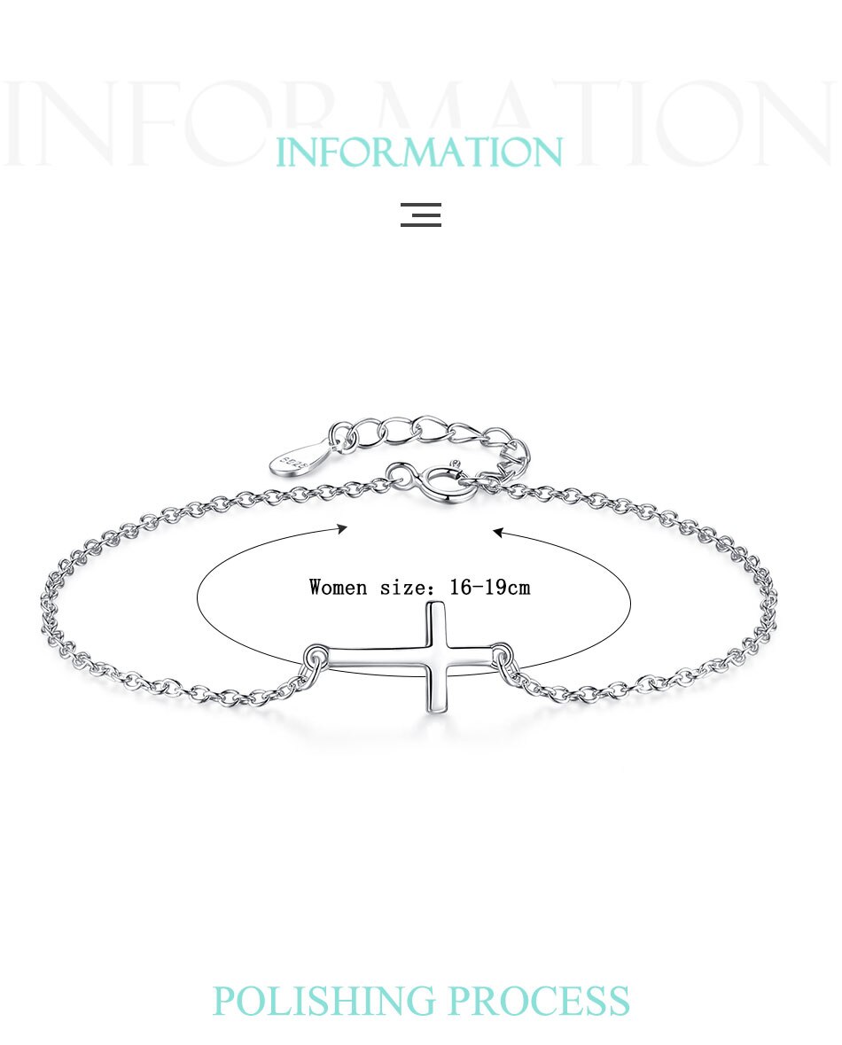 Victoriasvogue Luxury Faith Christian Cross Charm Bracelets Bangles for Women 925 Sterling Silver Bracelet Femme Friendship Jewelry