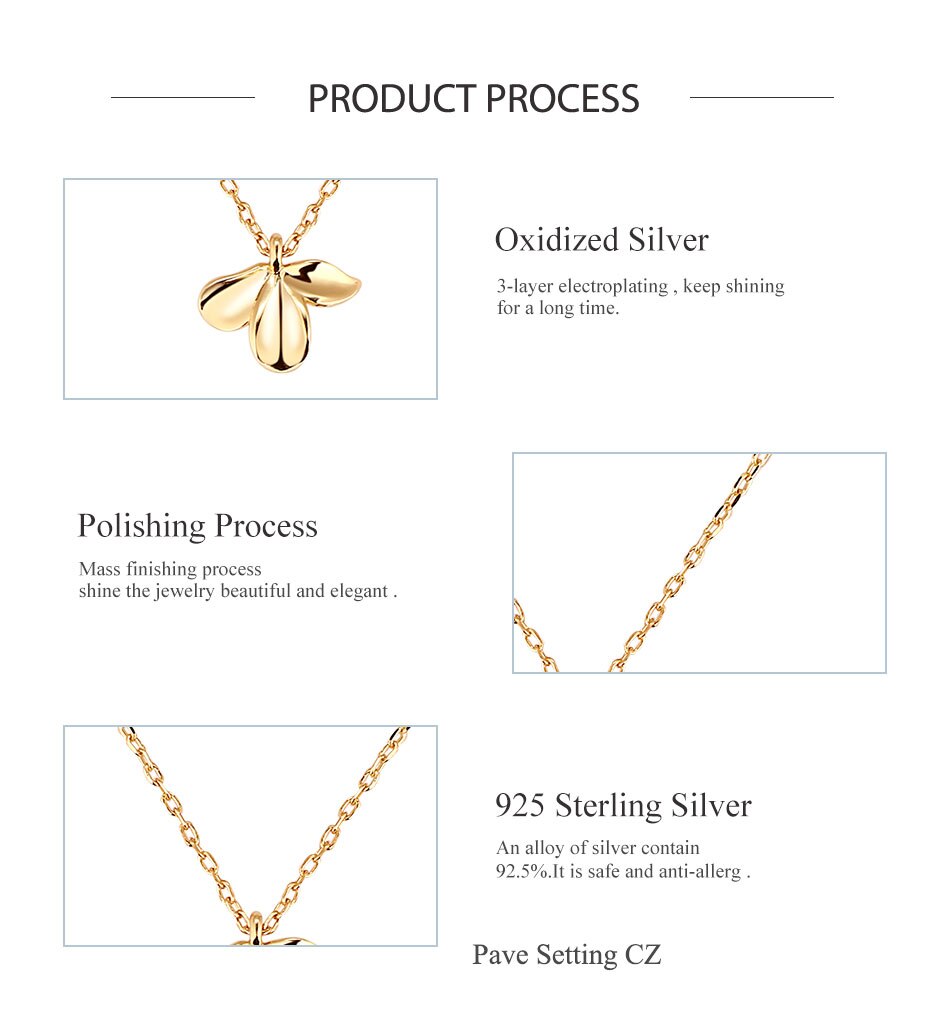 Victoriasvogue Spring Flower 925 Sterling Silver Chain Necklaces with 18K Gold Plated Jasmine Pendant Necklace for Women Simple Jewelry