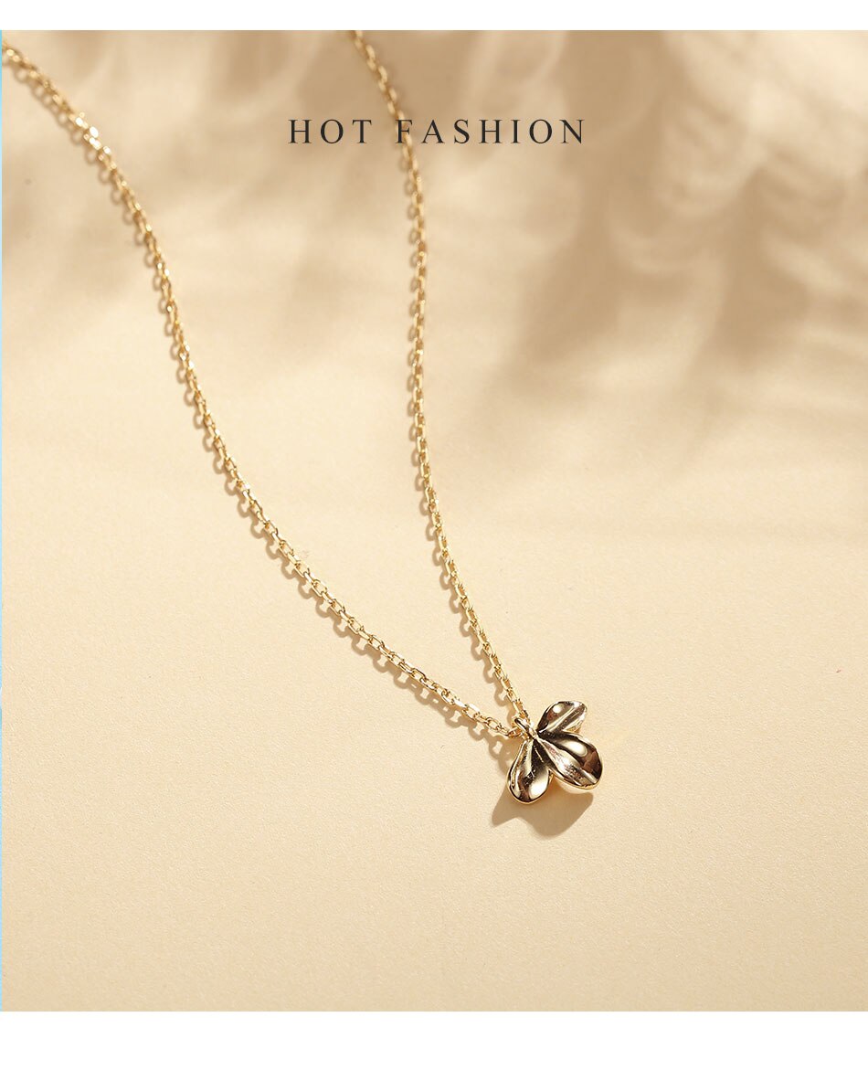 Victoriasvogue Spring Flower 925 Sterling Silver Chain Necklaces with 18K Gold Plated Jasmine Pendant Necklace for Women Simple Jewelry