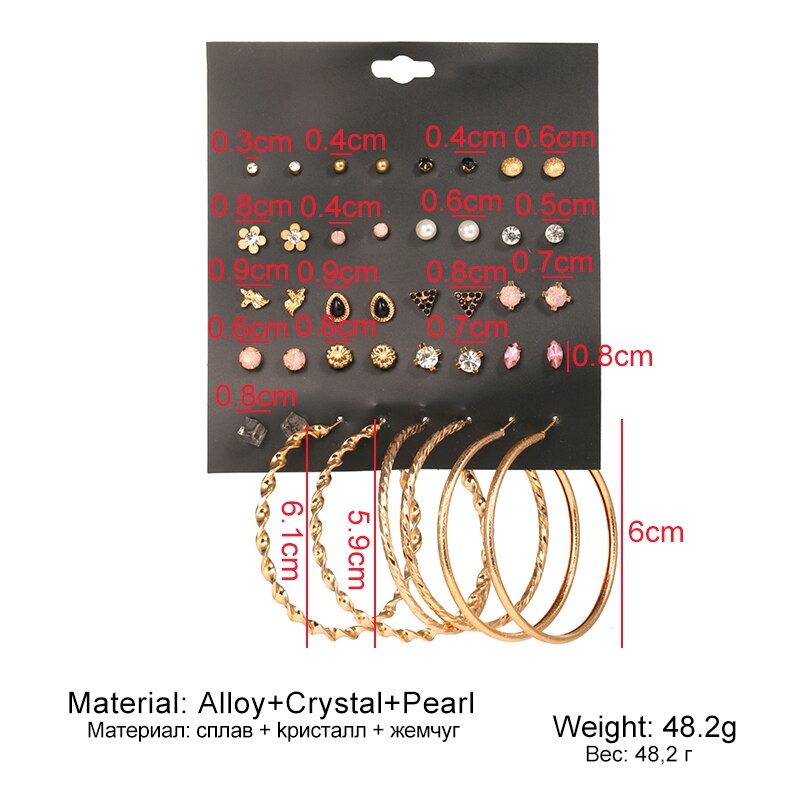 Victoriasvogue Bohemian Vintage Stud Earrings Set Statement Undefined  Crystal Geometric Earring For Women Aros Fashion Jewelry 2020