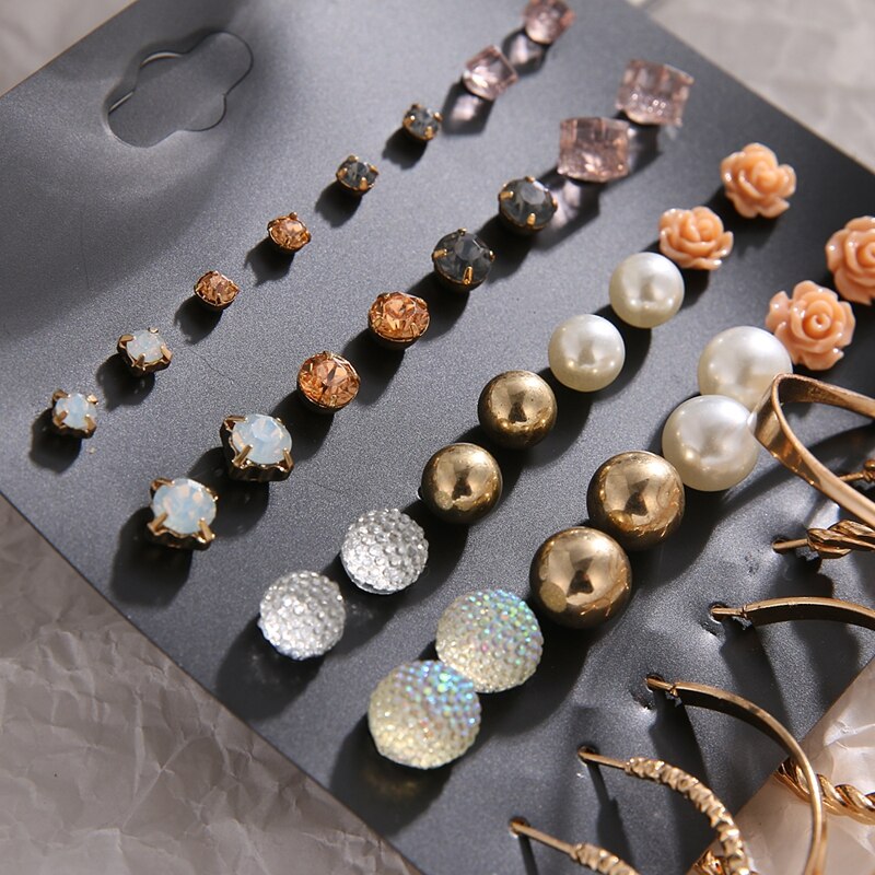 Victoriasvogue Bohemian Vintage Stud Earrings Set Statement Undefined  Crystal Geometric Earring For Women Aros Fashion Jewelry 2020