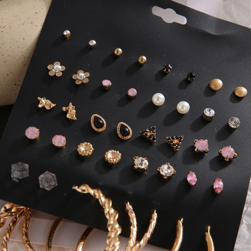 Victoriasvogue Bohemian Vintage Stud Earrings Set Statement Undefined  Crystal Geometric Earring For Women Aros Fashion Jewelry 2020