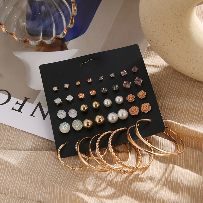 Victoriasvogue Bohemian Vintage Stud Earrings Set Statement Undefined  Crystal Geometric Earring For Women Aros Fashion Jewelry 2020