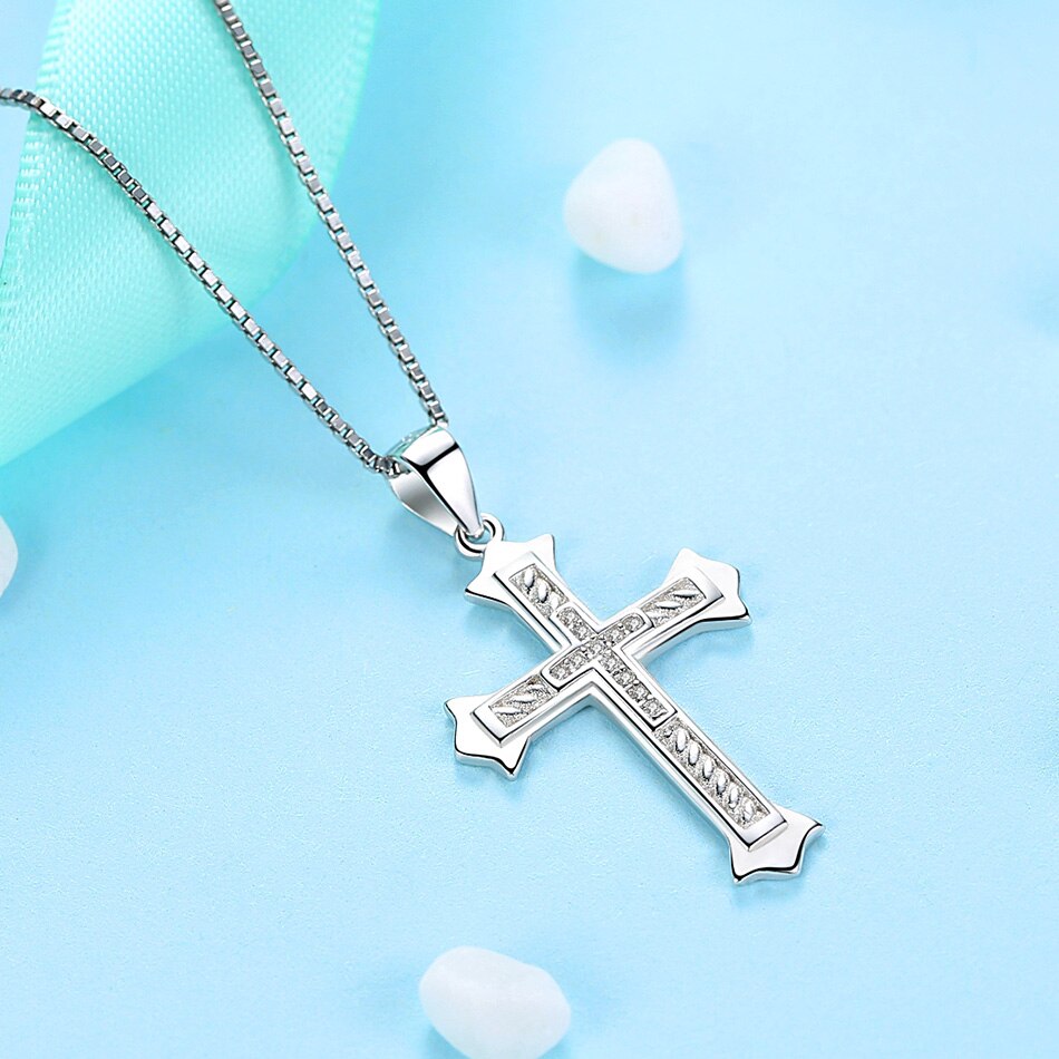 Victoriasvogue Authentic 100% 925 Sterling Silver Austrian Crystal Cross Necklaces Pendant Jewelry Fashion Women Statement Necklace 2019