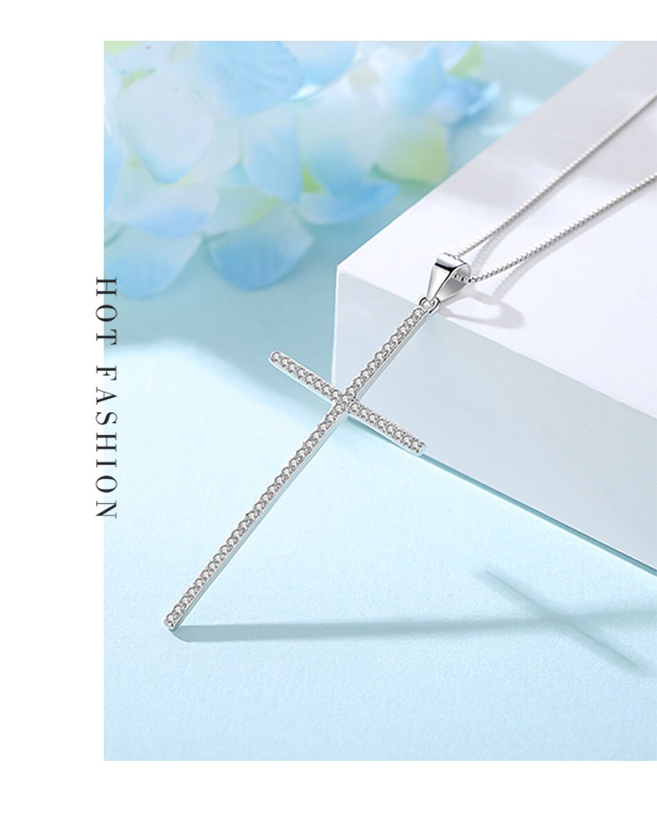 Victoriasvogue Authentic 100% 925 Sterling Silver Austrian Crystal Cross Necklaces Pendant Jewelry Fashion Women Statement Necklace 2019 Victoriasvogue Authentic 100% 925 Sterling Silver Austrian Crystal Cross Necklaces Pendant Jewelry Fashion Women Statement Necklace 2019