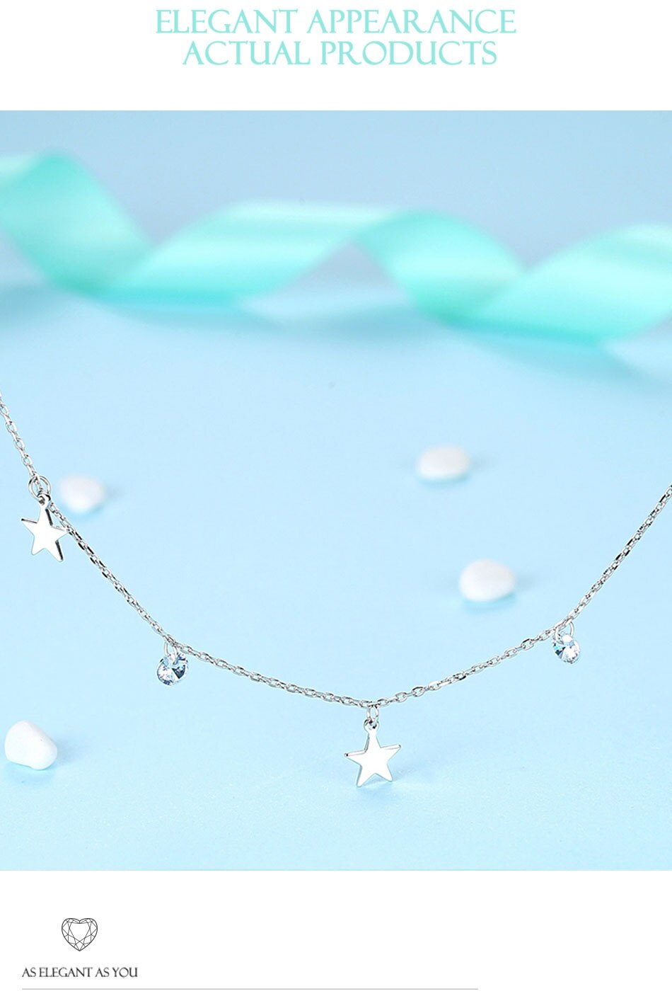 Victoriasvogue Real 100% 925 Silver Choker Rhinestone star pendant Necklace Crystal Women Chain Sterling Silver Fine Jewelry Gift