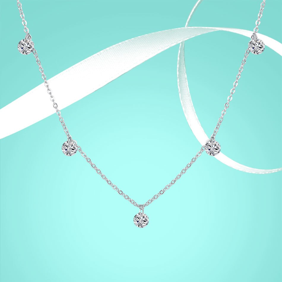 Victoriasvogue Real 100% 925 Silver Choker Rhinestone star pendant Necklace Crystal Women Chain Sterling Silver Fine Jewelry Gift