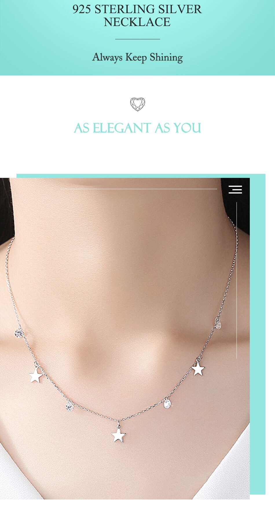 Victoriasvogue Real 100% 925 Silver Choker Rhinestone star pendant Necklace Crystal Women Chain Sterling Silver Fine Jewelry Gift