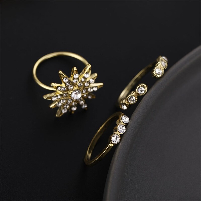 Victoriasvogue New Retro Design Crystal Star Moon Ring Set Women's Ring Bohemian Jewelry Victoriasvogue New Retro Design Crystal Star Moon Ring Set Women's Ring Bohemian Jewelry