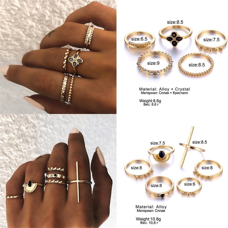 Victoriasvogue New Retro Design Crystal Star Moon Ring Set Women's Ring Bohemian Jewelry Victoriasvogue New Retro Design Crystal Star Moon Ring Set Women's Ring Bohemian Jewelry