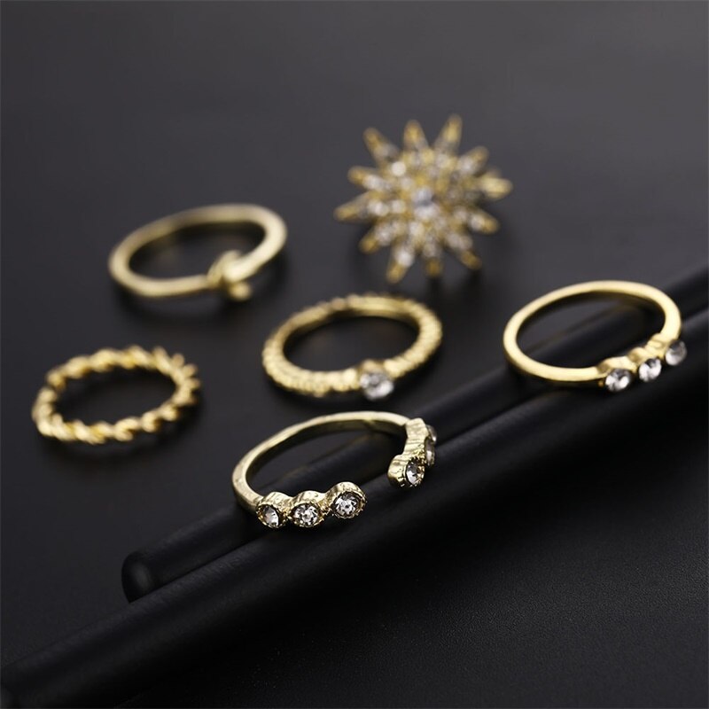 Victoriasvogue New Retro Design Crystal Star Moon Ring Set Women's Ring Bohemian Jewelry Victoriasvogue New Retro Design Crystal Star Moon Ring Set Women's Ring Bohemian Jewelry