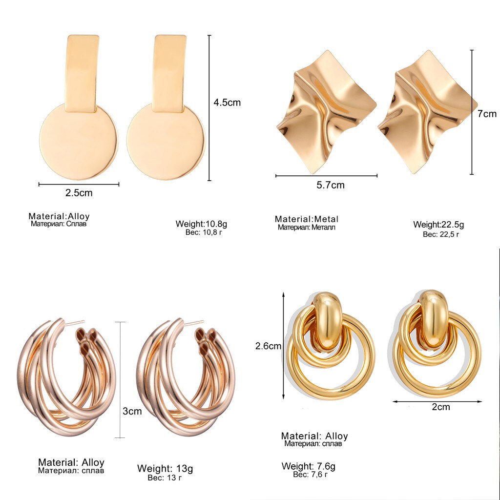 Victoriasvogue Fashion Vintage Earrings For Women Big Geometric Statement Gold Metal Drop Earrings 2020 Trendy Earings Jewelry Accessories