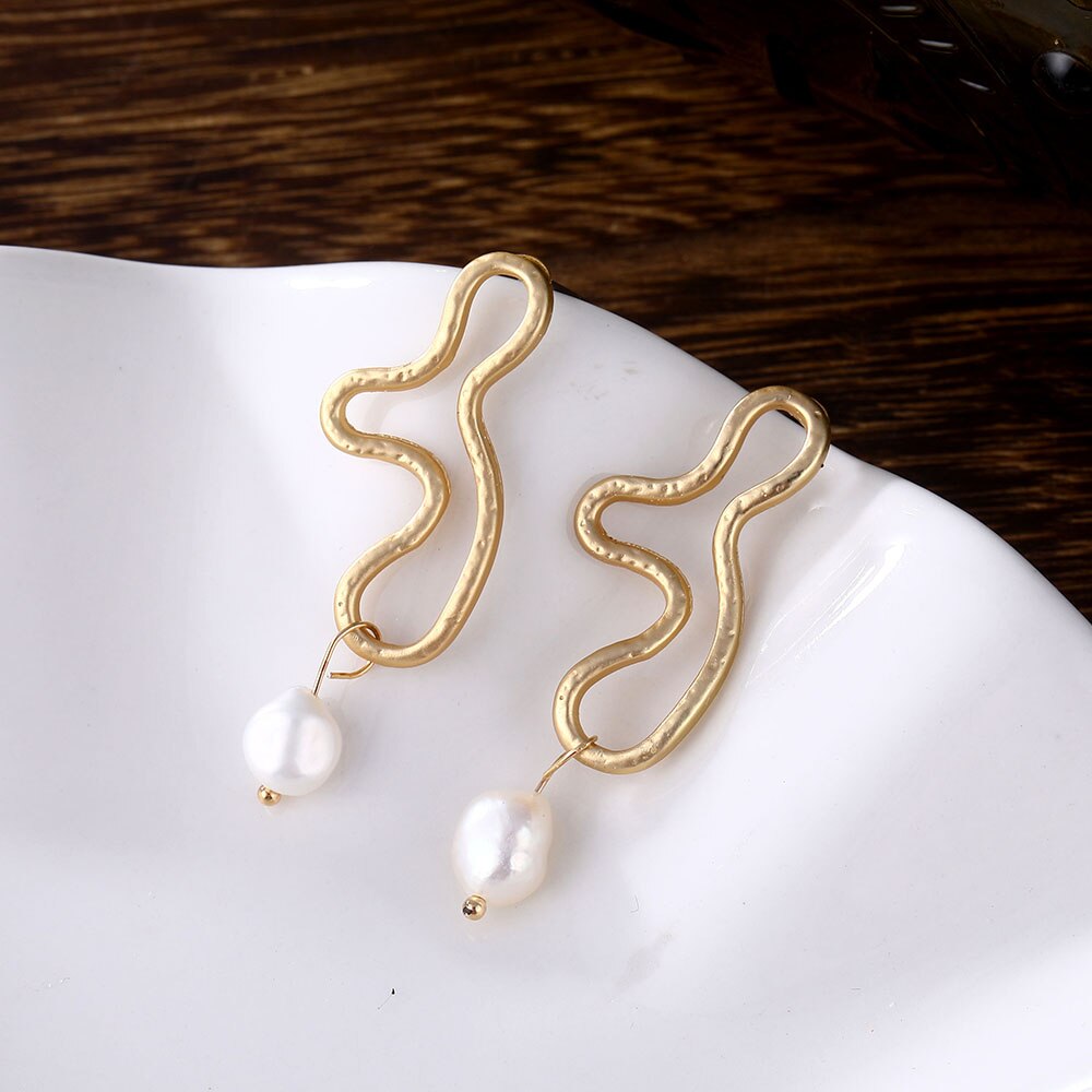 Victoriasvogue Big Simulated Pearl Earrings 2019 For Women Lover Geometric Gold Round Heart Drop Dangle Earring Korean Statement Jewelry