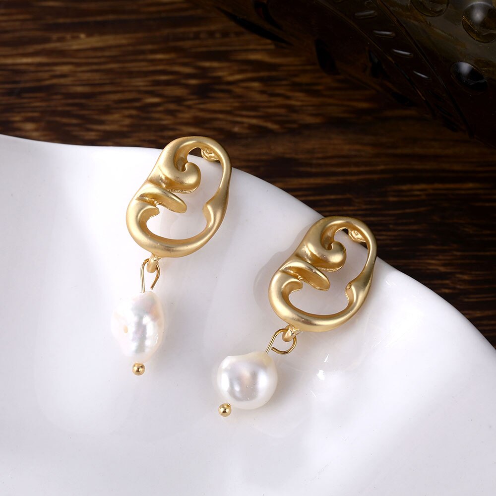 Victoriasvogue Big Simulated Pearl Earrings 2019 For Women Lover Geometric Gold Round Heart Drop Dangle Earring Korean Statement Jewelry