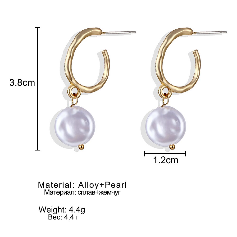 Victoriasvogue Big Simulated Pearl Earrings 2019 For Women Lover Geometric Gold Round Heart Drop Dangle Earring Korean Statement Jewelry
