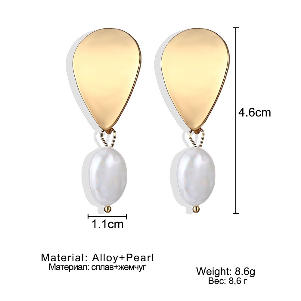 Victoriasvogue Big Simulated Pearl Earrings 2019 For Women Lover Geometric Gold Round Heart Drop Dangle Earring Korean Statement Jewelry