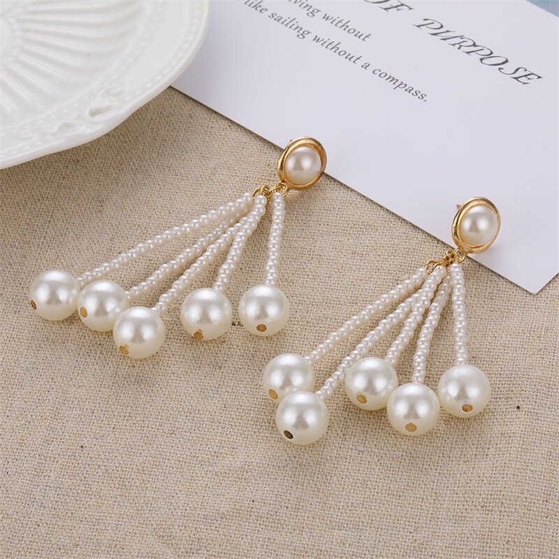 Victoriasvogue Big Simulated Pearl Earrings 2019 For Women Lover Geometric Gold Round Heart Drop Dangle Earring Korean Statement Jewelry