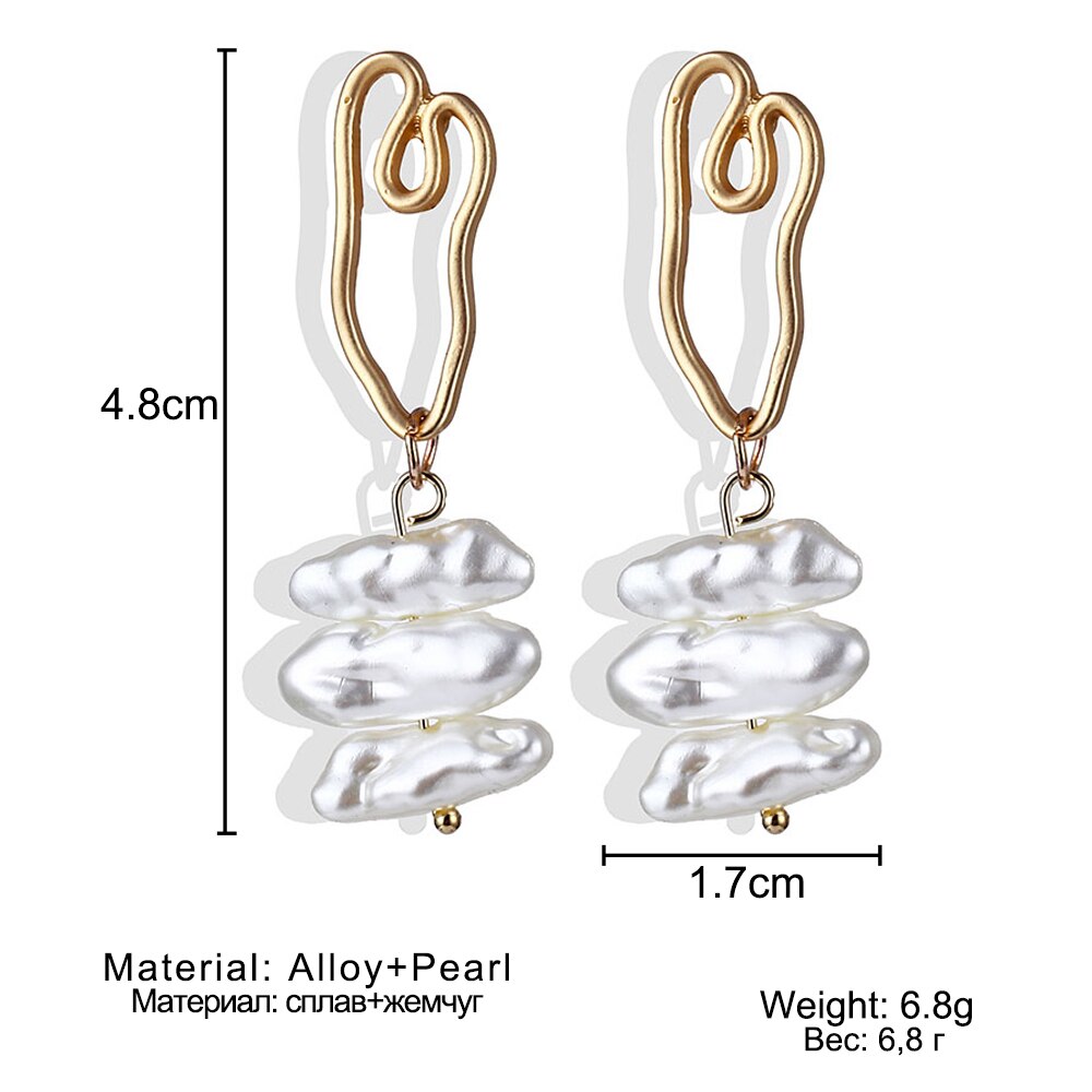 Victoriasvogue Big Simulated Pearl Earrings 2019 For Women Lover Geometric Gold Round Heart Drop Dangle Earring Korean Statement Jewelry