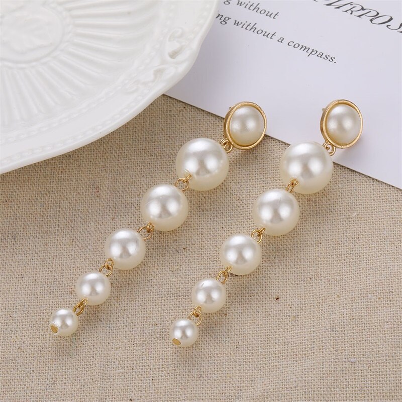 Victoriasvogue Big Simulated Pearl Earrings 2019 For Women Lover Geometric Gold Round Heart Drop Dangle Earring Korean Statement Jewelry