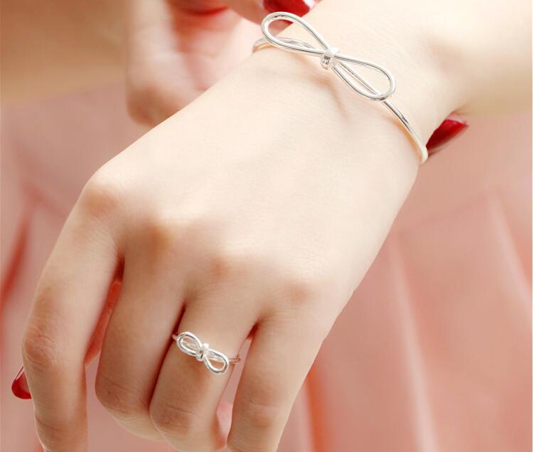 Victoria's Vogue 925 Sterling Silver Jewelry Bracelet Female Simple Fashion Open Bow Girlfriend gift Bracelets