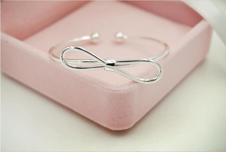 Victoria's Vogue 925 Sterling Silver Jewelry Bracelet Female Simple Fashion Open Bow Girlfriend gift Bracelets
