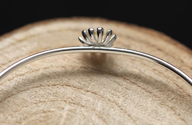Victoria's Vogue New Classic Beautiful 925 Sterling Silver Jewelry Fashion Bangles Small Fresh Daisy Sun Flower Female Gift Bracelet