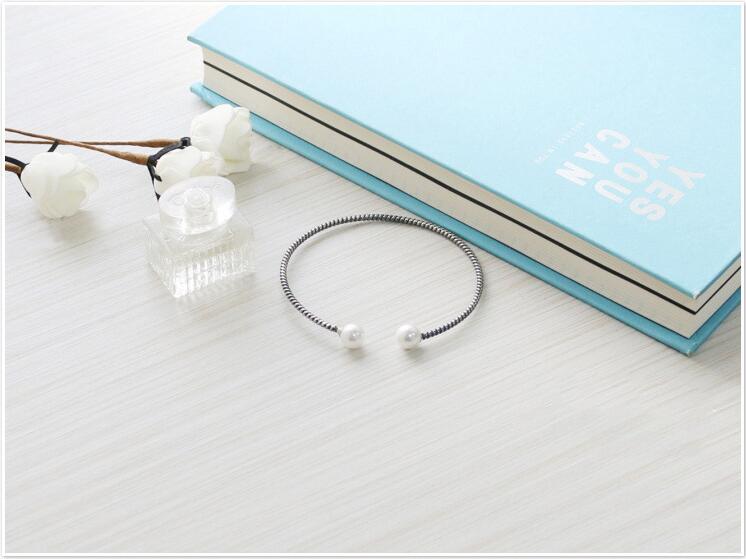 Victoria's Vogue Exquisite Personality 925 Sterling Silver Jewelry Thai Silver Stranded Teeth Natural Double Bead Pearl Simple Bracelet