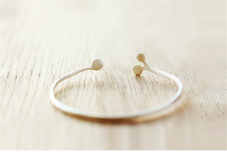 Victoria's Vogue Creative Personality Korean Style Fashion 925 Sterling Silver Jewelry Bracelets Leaf Branch Golden Leaves Bangles