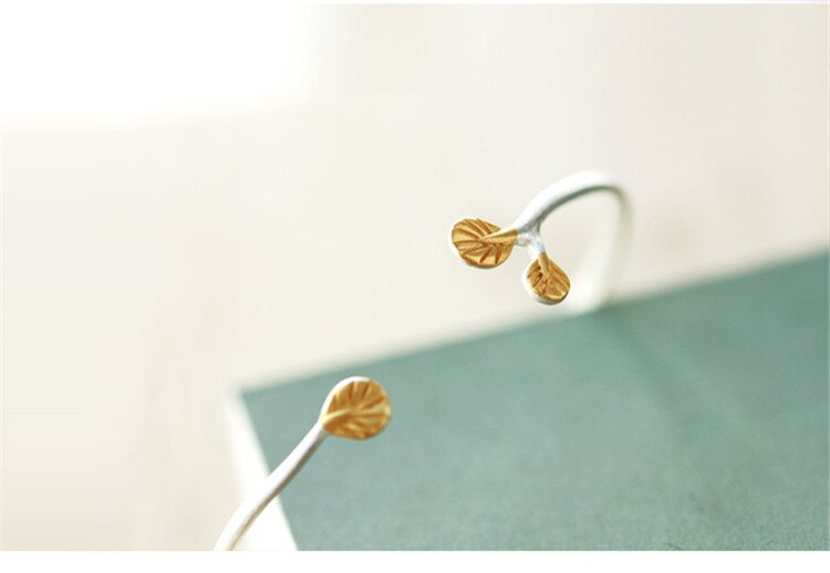 Victoria's Vogue Creative Personality Korean Style Fashion 925 Sterling Silver Jewelry Bracelets Leaf Branch Golden Leaves Bangles