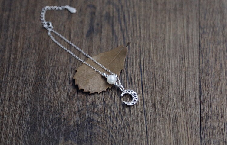 Victoria's Vogue New Temperament Fashion 925 Sterling Silver Jewelry Exquisite Hollow Moon And Star Pearl Ball Bead Female Gift Bracelets