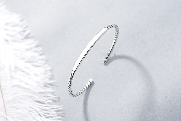 Victoria's Vogue New Creative Flower Line Bracelets Rectangle 925 Sterling Silver Jewelry Simple Geometric Twist Personality Bangles Victoria's Vogue New Creative Flower Line Bracelets Rectangle 925 Sterling Silver Jewelry Simple Geometric Twist Personality Bangles