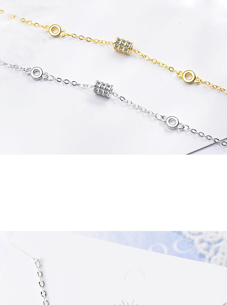 Victoria's Vogue Beautiful New Fashion Fresh Transfer Beads 925 Sterling Silver Jewelry Cylindrical Personality Crystal Round Bracelets