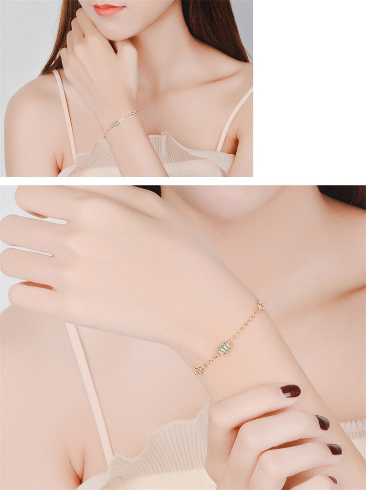 Victoria's Vogue Beautiful New Fashion Fresh Transfer Beads 925 Sterling Silver Jewelry Cylindrical Personality Crystal Round Bracelets