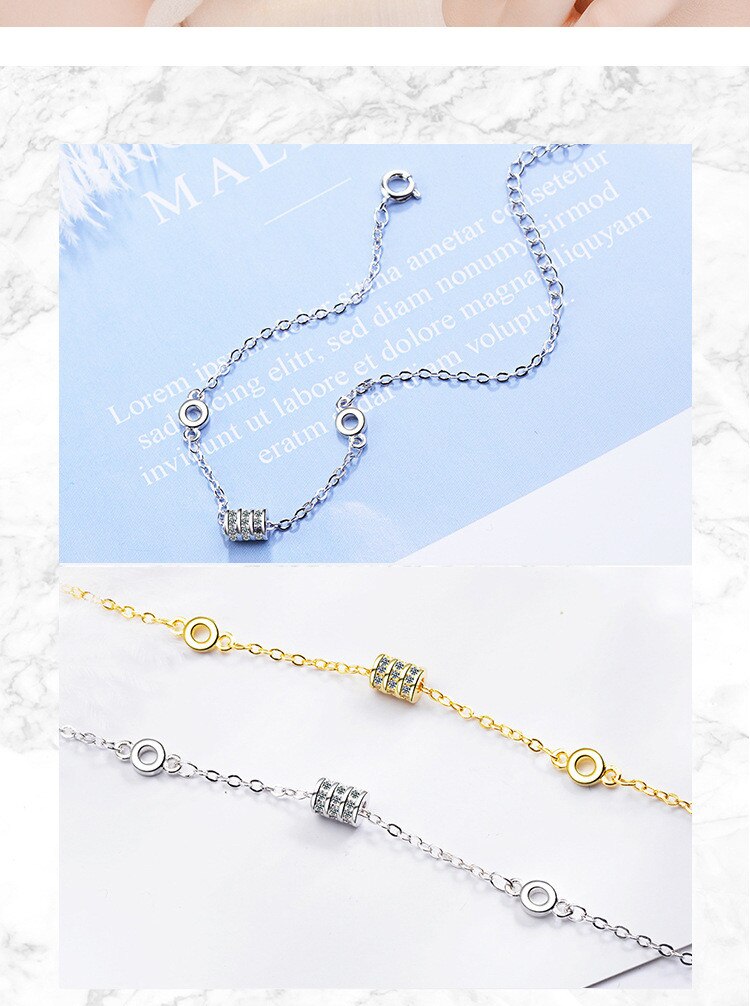 Victoria's Vogue Beautiful New Fashion Fresh Transfer Beads 925 Sterling Silver Jewelry Cylindrical Personality Crystal Round Bracelets