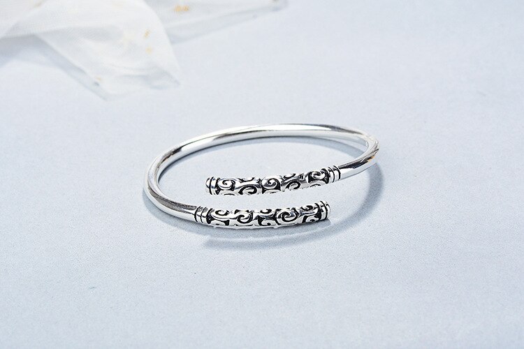 Victoria's Vogue New Simple Creative Wukong's Weapon Bracelets 925 Sterling Silver Jewelry Fashion Personality Hoop Bar Couple Bangles