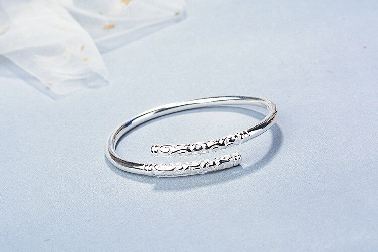Victoria's Vogue New Simple Creative Wukong's Weapon Bracelets 925 Sterling Silver Jewelry Fashion Personality Hoop Bar Couple Bangles