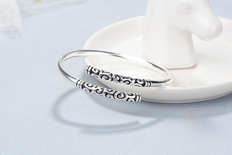 Victoria's Vogue New Simple Creative Wukong's Weapon Bracelets 925 Sterling Silver Jewelry Fashion Personality Hoop Bar Couple Bangles