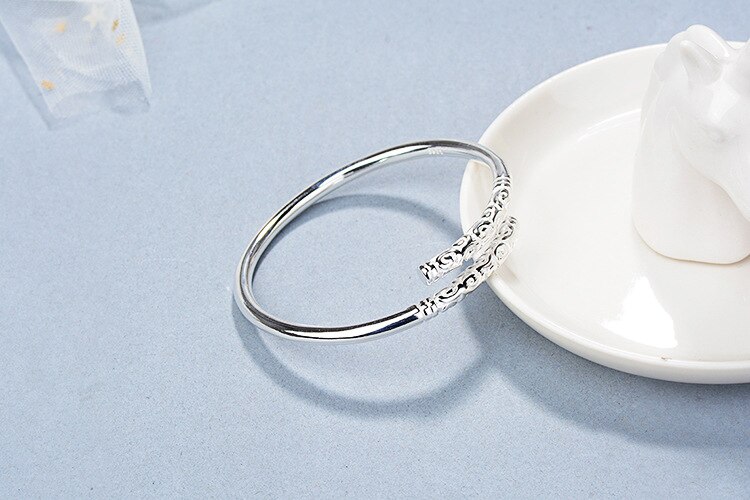 Victoria's Vogue New Simple Creative Wukong's Weapon Bracelets 925 Sterling Silver Jewelry Fashion Personality Hoop Bar Couple Bangles