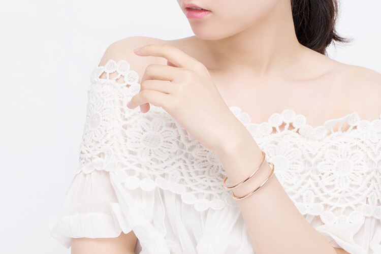 Victoria's Vogue New European Style Simple Double-layer Bracelets 925 Sterling Silver Jewelry Round Popular Bangles