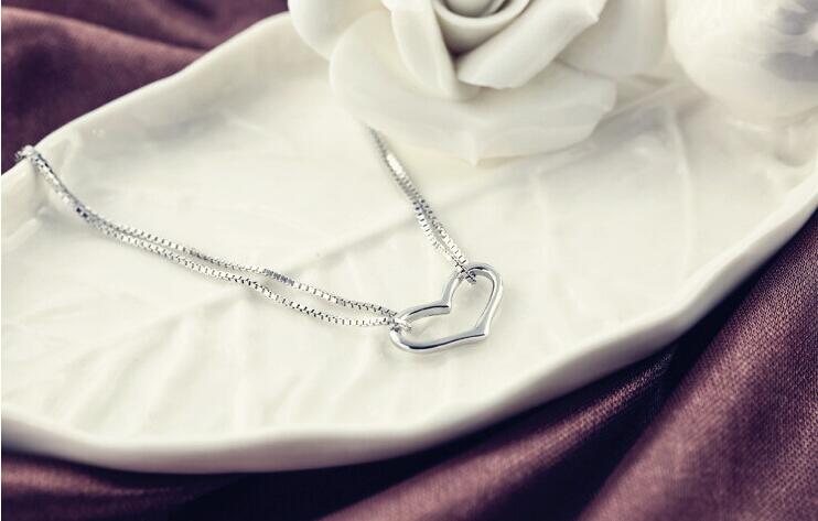 Victoria's Vogue Lovely And Simple 925 Sterling Silver Jewelry Heart-shaped Temperament Female Anti-allergic Female Bracelet