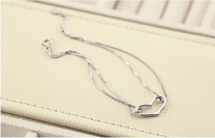 Victoria's Vogue Lovely And Simple 925 Sterling Silver Jewelry Heart-shaped Temperament Female Anti-allergic Female Bracelet