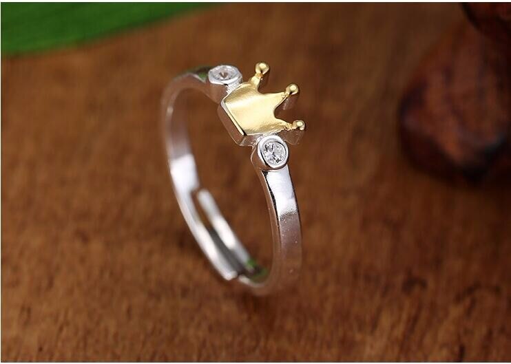 Victoria's Vogue Exquisite 925 Sterling Silver Jewelry Temperament Beautiful Crown Crystal Korean Opening Popular Rings