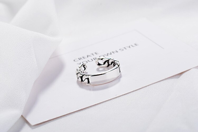 Victoria's Vogue New European Style Retro Thai Silver Square 925 Sterling Silver Jewelry Geometric Twist Chain Shaped Opening Rings Victoria's Vogue New European Style Retro Thai Silver Square 925 Sterling Silver Jewelry Geometric Twist Chain Shaped Opening Rings