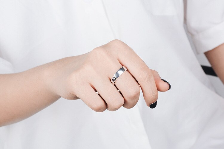 Victoria's Vogue New European Style Retro Thai Silver Square 925 Sterling Silver Jewelry Geometric Twist Chain Shaped Opening Rings Victoria's Vogue New European Style Retro Thai Silver Square 925 Sterling Silver Jewelry Geometric Twist Chain Shaped Opening Rings