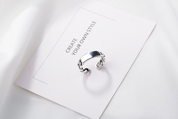 Victoria's Vogue New European Style Retro Thai Silver Square 925 Sterling Silver Jewelry Geometric Twist Chain Shaped Opening Rings Victoria's Vogue New European Style Retro Thai Silver Square 925 Sterling Silver Jewelry Geometric Twist Chain Shaped Opening Rings