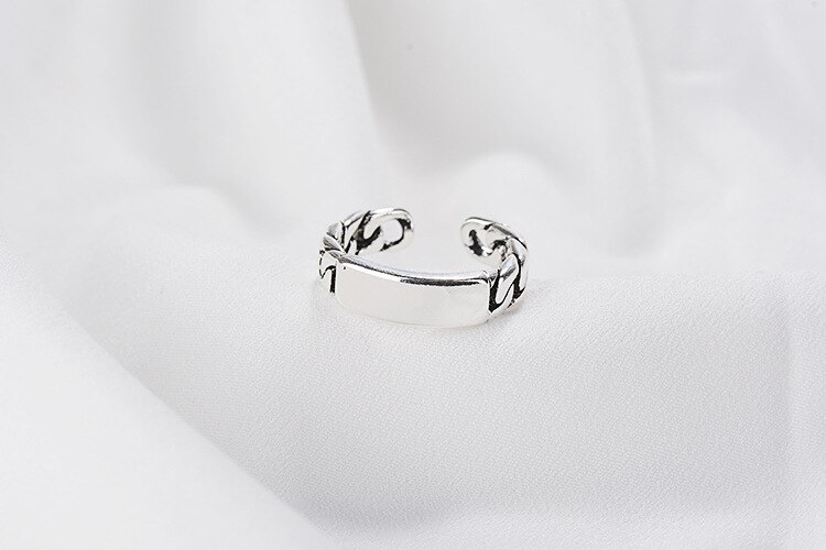 Victoria's Vogue New European Style Retro Thai Silver Square 925 Sterling Silver Jewelry Geometric Twist Chain Shaped Opening Rings Victoria's Vogue New European Style Retro Thai Silver Square 925 Sterling Silver Jewelry Geometric Twist Chain Shaped Opening Rings