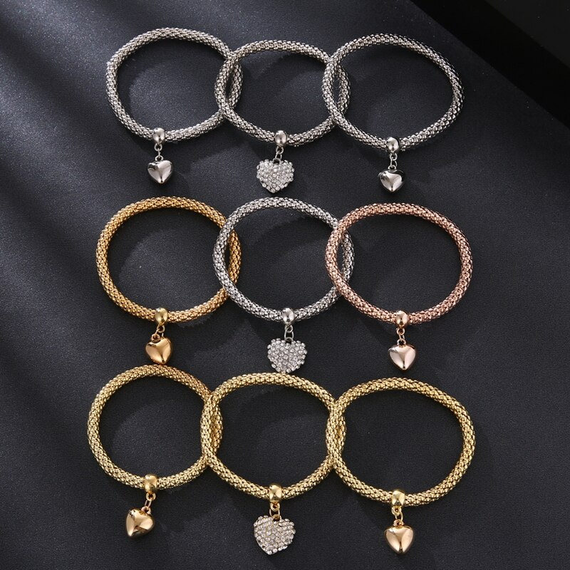 Victoriasvogue 3Pcs/Set Crystal Alloy Bracelet Love Butterfly Musical Note Beetle Chain Bracelet Cute Jewelry Accessories for Women