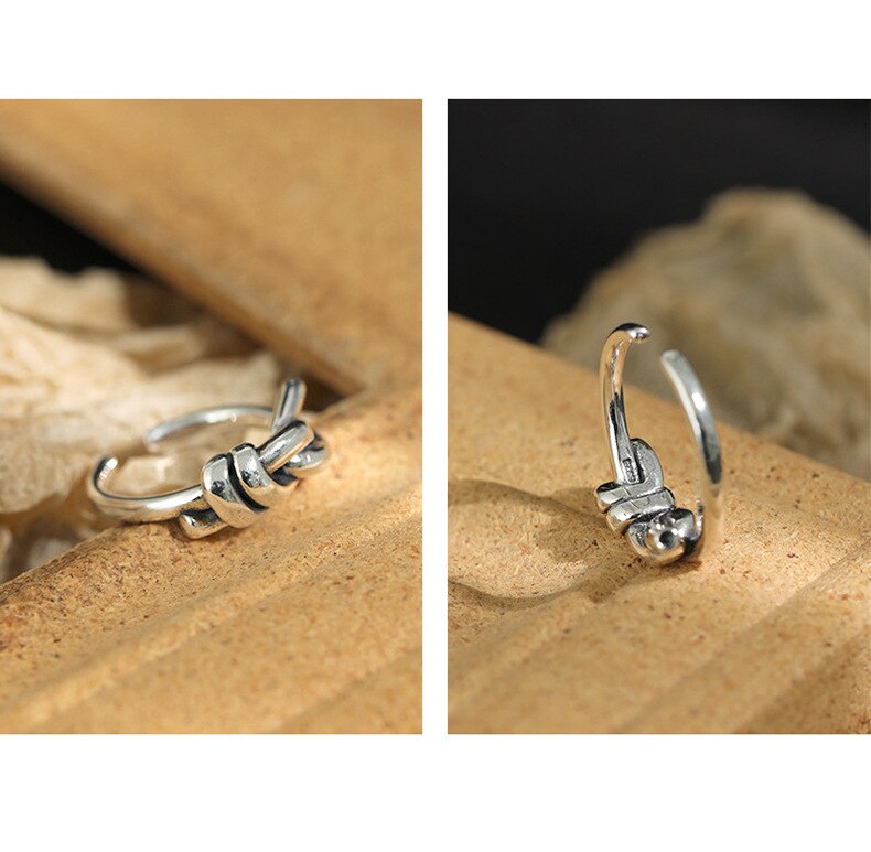 Victoria's Vogue New Fashion Butterfly Knot Simple 925 Sterling Silver Jewelry Retro Thai Silver Simple Opening Rings Victoria's Vogue New Fashion Butterfly Knot Simple 925 Sterling Silver Jewelry Retro Thai Silver Simple Opening Rings