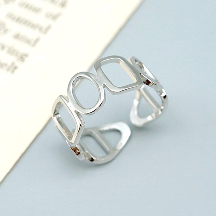Victoria's Vogue Fashion Personality Ins Chain Stitching Hollow 925 Sterling Silver Jewelry Square Circular Geometric Opening Rings Victoria's Vogue Fashion Personality Ins Chain Stitching Hollow 925 Sterling Silver Jewelry Square Circular Geometric Opening Rings