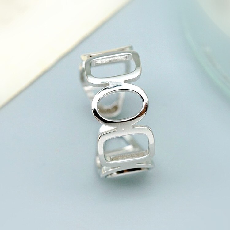 Victoria's Vogue Fashion Personality Ins Chain Stitching Hollow 925 Sterling Silver Jewelry Square Circular Geometric Opening Rings Victoria's Vogue Fashion Personality Ins Chain Stitching Hollow 925 Sterling Silver Jewelry Square Circular Geometric Opening Rings